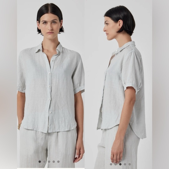Velvet by Jenny Graham Claremont Linen 100% Shirt in Cement color ,XS - Picture 1 of 14